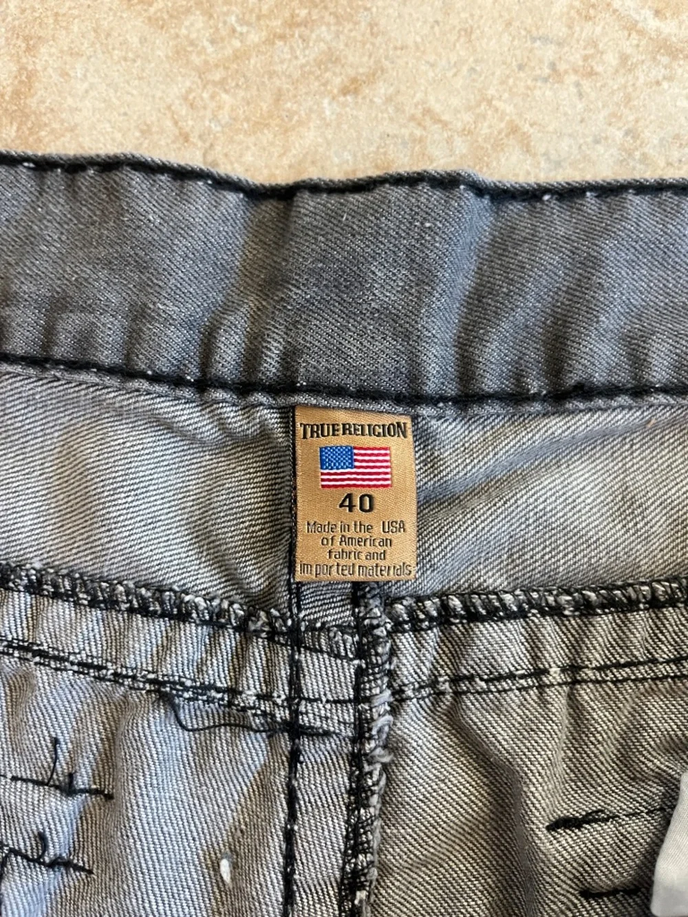 NWT True Religion Rick Super T Straight Jeans Mens 40x32 Grey Distressed style